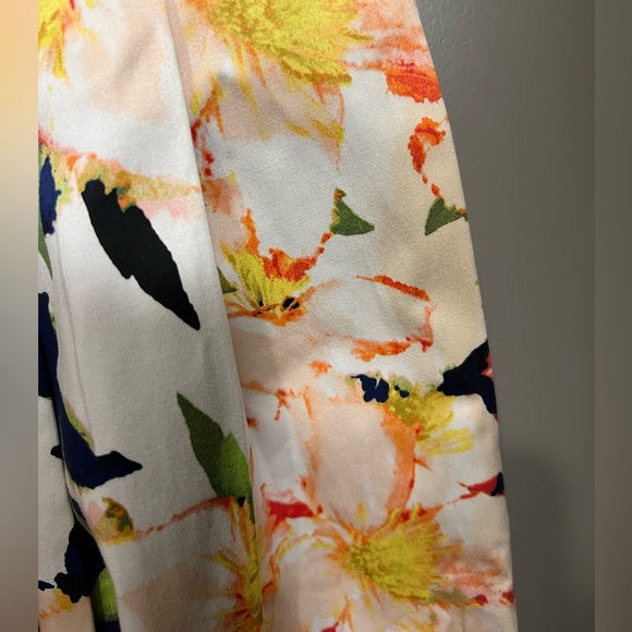 J Crew Factory Navy Floral Cotton Pleated Fit & Flare Sleeveless Dress Size 12 - Picture 7 of 9